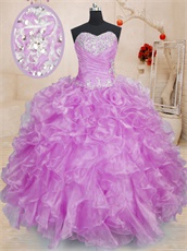 2019 Lilac Thick Ruffles Floor Length Quinceanera Ball Gown Vestido De