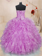 2019 Lilac Thick Ruffles Floor Length Quinceanera Ball Gown Vestido De
