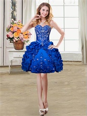 Embroidery Four Pieces Detachable Royal Blue Girl Quinceanera Ball Gown Promotion