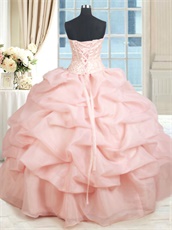 Floor Length Blush Bubble Sweet 16 Ball Gown Detachable Two Pieces Top and Bottom