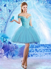 Detachable Three Pieces Blue Sparkling Tulle Princess Quinceanera Gowns Clearance