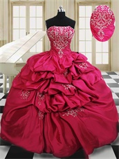 Palace Military Ball Gown Hot Pink Bubble Puffy Skirt With Silver Embroidery