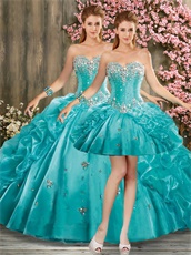 2019 Trend Turquoise Detachable Three-Pieces Quince Court Ball Gown