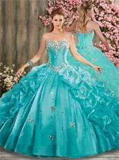 2019 Trend Turquoise Detachable Three-Pieces Quince Court Ball Gown