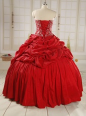 Red Taffeta Embroidery Court Ball Gown Dance Wear Amazon For Sale