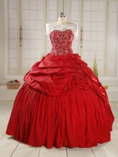 Red Taffeta Embroidery Court Ball Gown Dance Wear Amazon For Sale