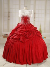 Red Taffeta Embroidery Court Ball Gown Dance Wear Amazon For Sale