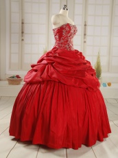 Red Taffeta Embroidery Court Ball Gown Dance Wear Amazon For Sale
