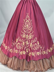 Golden Embroidery With Organza Wave Skirt Bugrundy Very Puffy Dress Search