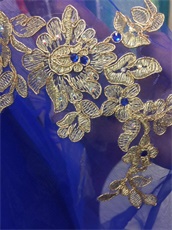 Royalty Blue Quinceanera Ball Gown With Sparkle Appliques and AB Crystal