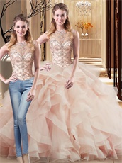 Changeable Blush Two Pieces Quinceanera Gowns Layers Skirt With Elastic Horsehair