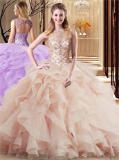 Changeable Blush Two Pieces Quinceanera Gowns Layers Skirt With Elastic Horsehair