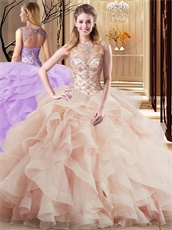 Changeable Blush Two Pieces Quinceanera Gowns Layers Skirt With Elastic Horsehair