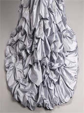 Custom Made Silver Taffeta Bubble Quinceanera Ball Gown With Sparkle Tulle