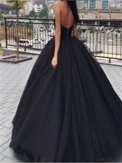 Goth Style Black Puffy Ruching Ball Gown Without Any Details For Cheap