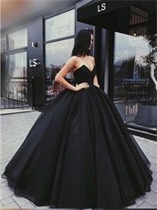 Goth Style Black Puffy Ruching Ball Gown Without Any Details For Cheap