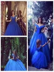 Hot Sell Crystal Shoes Fairy Tales Royal Blue Cinderella Dress Customized Online