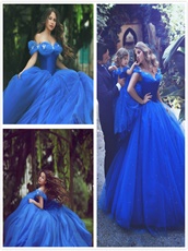 Hot Sell Crystal Shoes Fairy Tales Royal Blue Cinderella Dress Customized Online