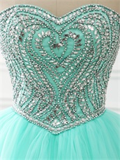 2018 VIP Customized Silver Rhinestones Floor Length Ball Dresses Aqua Mint