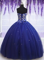 Dark Royal Blue Quiceanera Floor Length Ball Gown 2019 Style