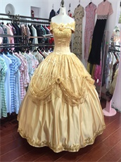 Glory Off Shoulder Gold Puffy Lace Dress Finished By Quinceanera Factory