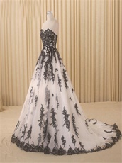 Classical White With Black Details Collocation Puffy Military Ball Gown