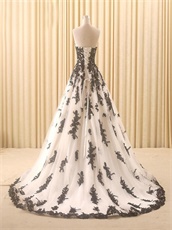Classical White With Black Details Collocation Puffy Military Ball Gown