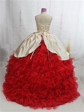Western Style Quinceanera Ball Gown Horse Head Embroidery and Red Ruffles