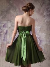 Strapless Olive Green Beach Bridesmaid Dress With Sash