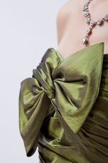 A-line Olive Drab Dress Evening Dress With Bowknot