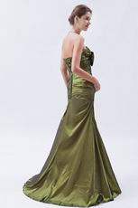 A-line Olive Drab Dress Evening Dress With Bowknot