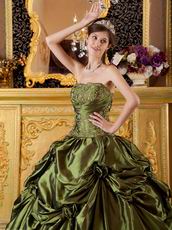 Olive Green Strapless 2014 Prom Quinceanera Dress For Sale