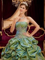 Olive Green Strapless Quinceanera Gown Online Store