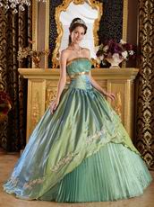 Strapless Appliques Celadon Green Adult Ceremony Dress