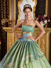 Strapless Appliques Celadon Green Adult Ceremony Dress