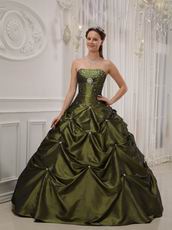 Strapless Olive Green Girls 16th Birthday Quinceanera Dress