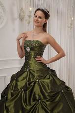 Strapless Olive Green Girls 16th Birthday Quinceanera Dress