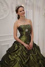 Strapless Olive Green Girls 16th Birthday Quinceanera Dress