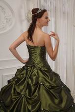 Strapless Olive Green Girls 16th Birthday Quinceanera Dress