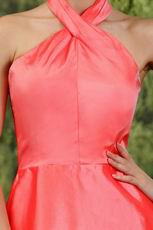 Simple Halter Column Coral Pink Homecoming Dress Cheap