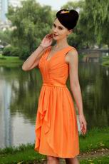 Outdoor Wedding Party Orange Bridesmaid Dress 2014