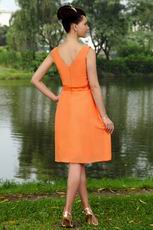 Outdoor Wedding Party Orange Bridesmaid Dress 2014