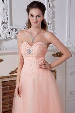 Noble Sweetheart Neck Dropped Waist Orange Pink Net Prom Dress