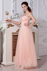 Noble Sweetheart Neck Dropped Waist Orange Pink Net Prom Dress