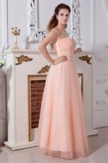 Noble Sweetheart Neck Dropped Waist Orange Pink Net Prom Dress