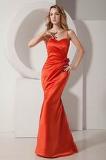 Cheap Mermaid Orange Red Prom Evening Dress Petite