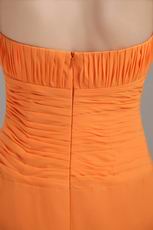 Strapless Orange Chiffon Long Bridesmaid Dress For Girl