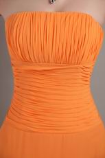 Strapless Orange Chiffon Long Bridesmaid Dress For Girl