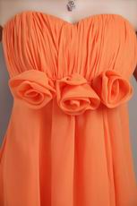 Orange Chiffon Long Prom Dress With Handcrafted Flowers Decorate