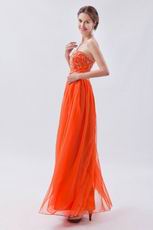 Strapless Embroidery Orange Red Formal Evening Dress